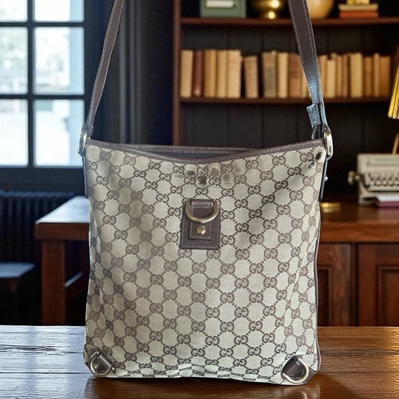 Gucci Beige and Brown Monogram Crossbody Bag - Picture 1 of 13
